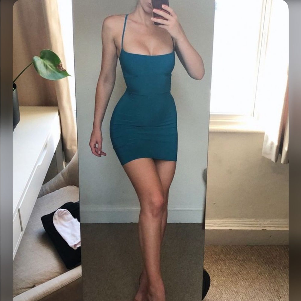 AYM STUDIO July Corset Mini Dress Teal XS